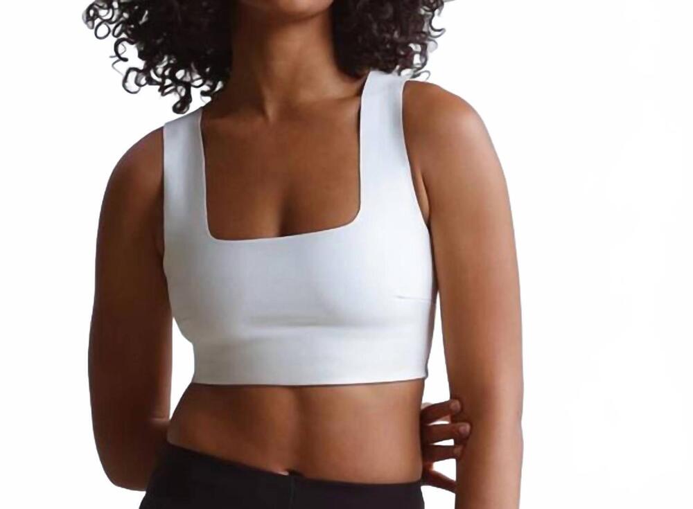NEW COMMANDO faux leather square neck crop top in white